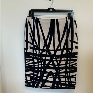 Lafayette 148 New York Black and White Graphic Pencil Skirt